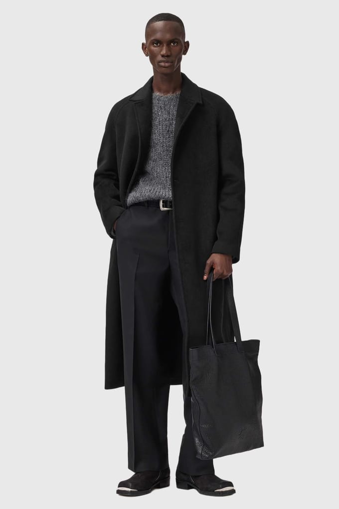 AllSaints Axel Coat Black Größe: 38 | Einreihige Mäntel Outlet | Herren | Schwarz