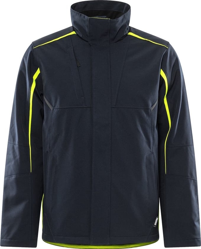 Fristads Softshell winterjack 4931 GSW - Donker Marineblauw/Hi-Vis Geel - L