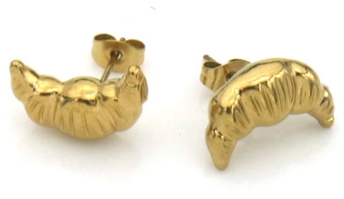 Oorbellen croissant studs - RVS - 1.5 cm