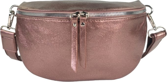 Qischa® - Crossbody heuptas bumbag - uni riem - soft - vegan - medium size - bruin metallic