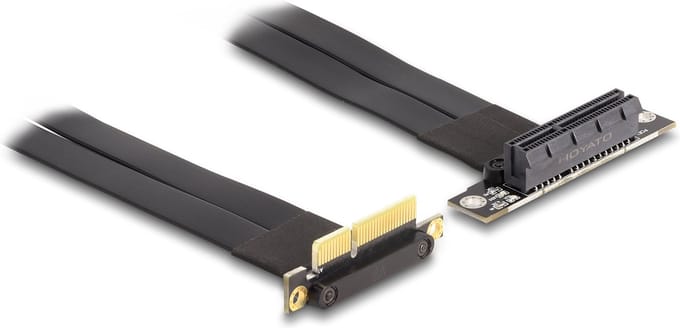 Delock Riser Card PCI Express x4 male 90° angled to x4 slot 90° angled with cable 60 cm