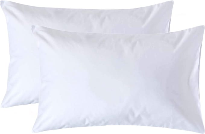 Homescapes Luxe Satijn Kussensloop 50x75 cm – Wit – Set van 2 – 100% Egyptisch Katoen Satijn – Draaddichtheid 1000