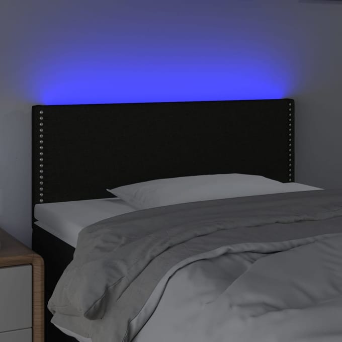 vidaXL - Hoofdbord - LED - 90x5x78/88 - cm - stof - zwart