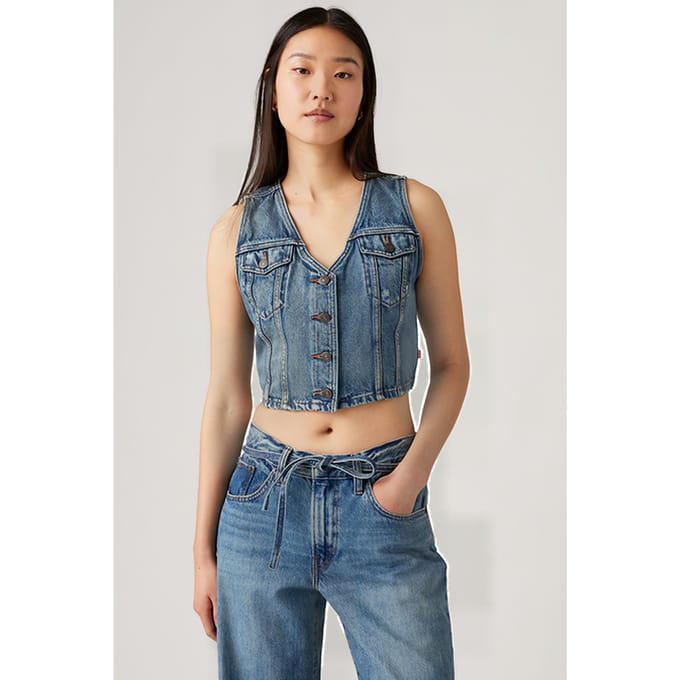 Levi's Denim Waistcoat In Blue Denim Größe: S | Gilets Outlet | Damen | Blau