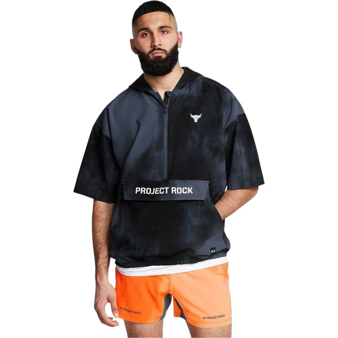 Under Armour Heren Project Rock-hoodie met korte mouwen (Grijs)
