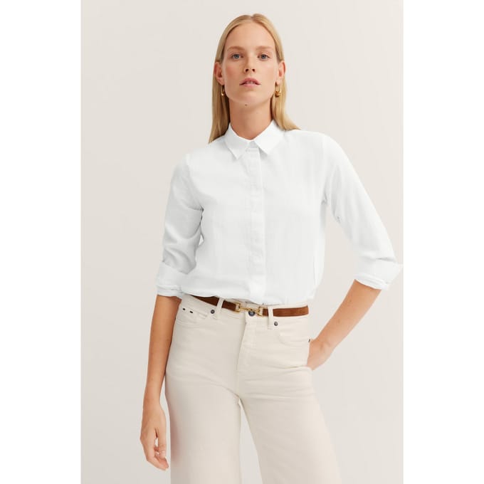 Bugatti Damen Overhemd blouse in katoen-linnen mix