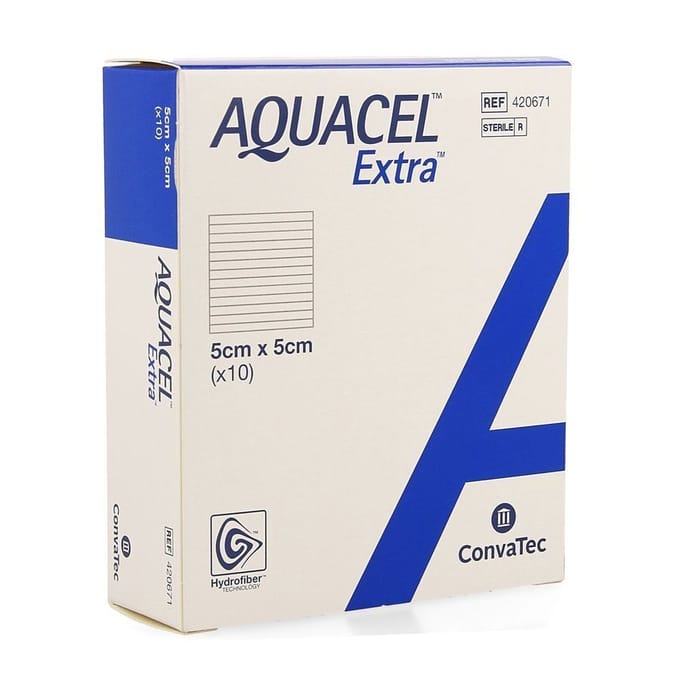 Aquacel Extra Hydrofiber wondverband steriel 5x5cm Aquacel