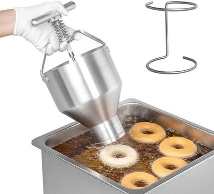 Donut Maker Hopper - Deeg Dispenser - Huis Bakken - Verstelbare Deeggrootte - 3L Capaciteit - Zilver