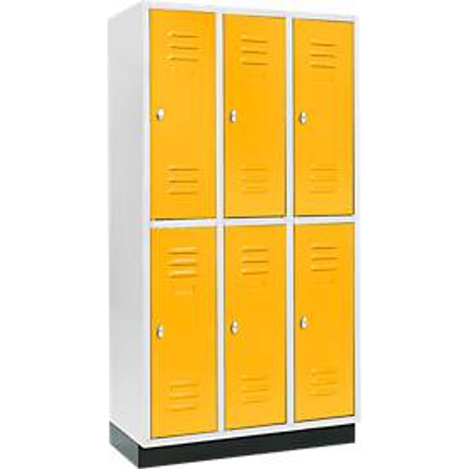 Schäfer Shop Select Kledinglocker, met 3 x 2 compartimenten, 300 mm, met fitting, draaigrendelslot, deur geel