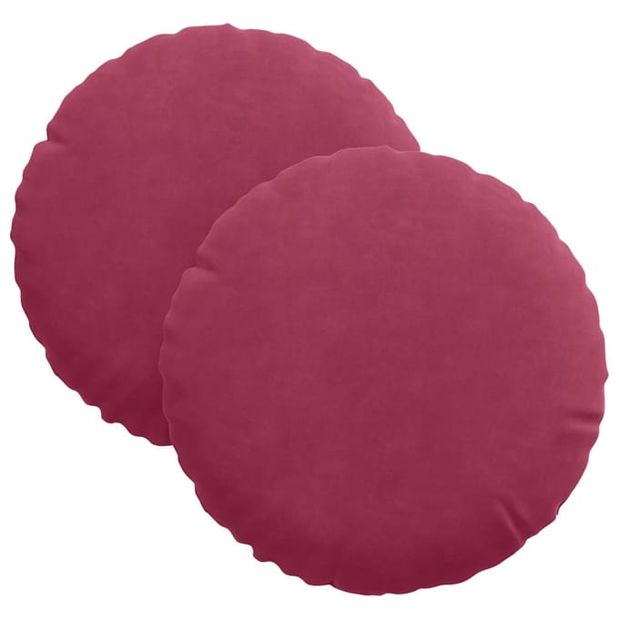 vidaXL - Zitkussens - 2 - st - Fluweel - Wijnrood - Ø30 - x - 13 - cm