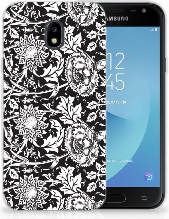 Samsung Galaxy J3 2017 TPU Case Black Flowers