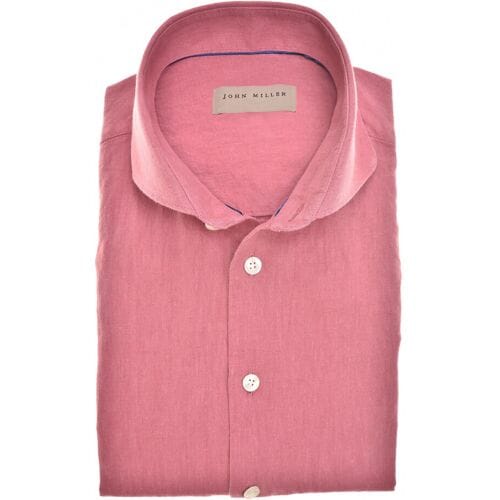 John Miller Overhemd Plain Cotton-Linen Blend Donker Roze / male