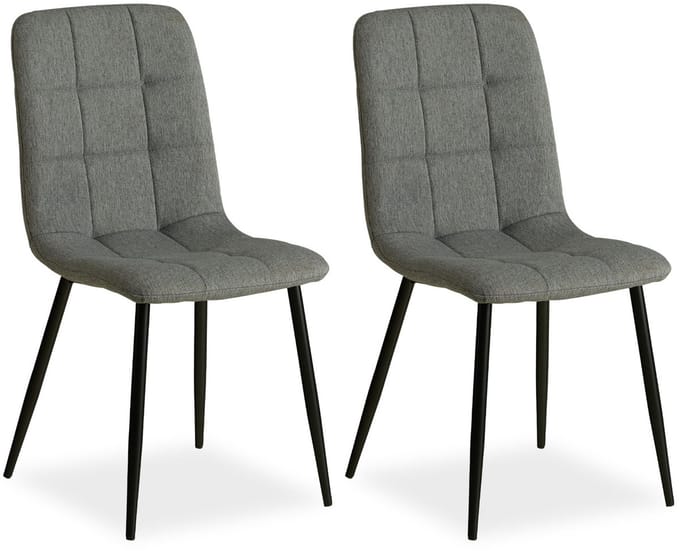 Homestyle4u Eetkamerstoelen - Set van 2 - Grijs - Linnen