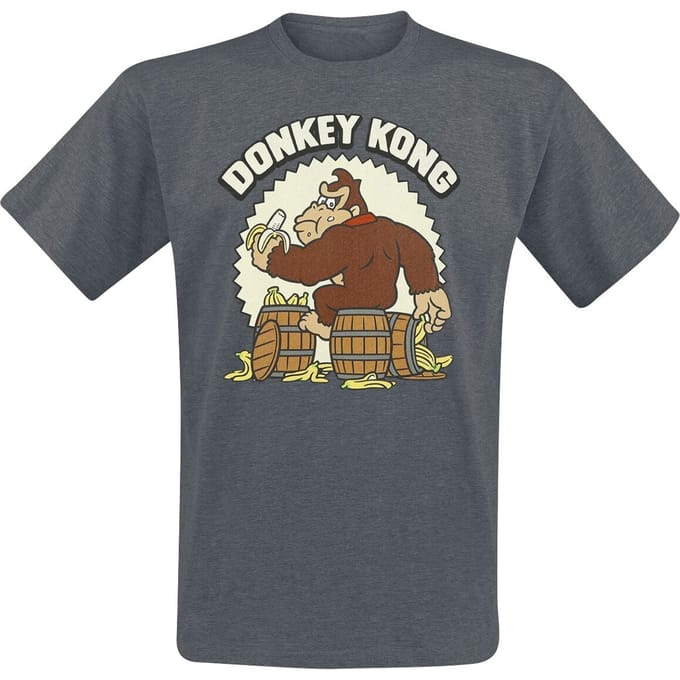Super Mario - Gaming T-shirt - Donkey Kong - S tot XXL - voor Mannen - donkergrijs gemêleerd