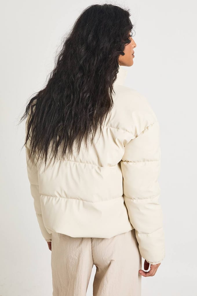 boohoo Dames Puffer Jas met Trechter Hals | Cream | Maat: 16