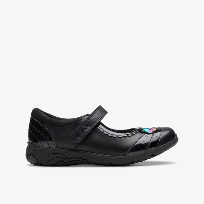 Relda Spark Kinderen Zwarte Leren Schoenen