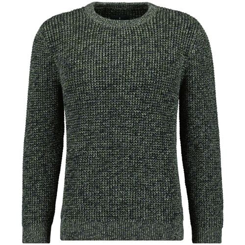 Ragman Trui Structure Knit Pullover Roundneck Donker Groen / male