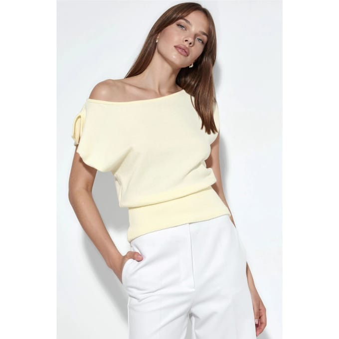 Bootneck Geribbelde Blouse