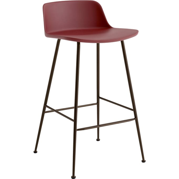 &Tradition Rely Barstoel HW81 & HW86 - red brown - gebronsd - Hoogte 78,5 cm