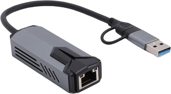 Ethernet Adapter - LAN Converter - Snelle Netwerkverbinding - 2-in-1 USB A/C - 5Gbps Snelheid
