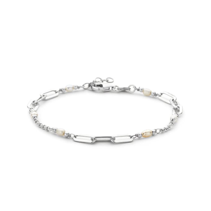 Zilver Gerhodineerd Armband Parels 18 + 2 Cm 1338639