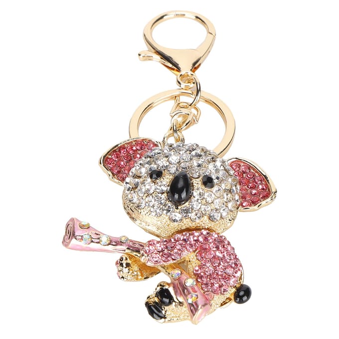 Sleutelhanger Koala Beer Legering Strass Goud Kristal Metaal Hanger Klein Cadeau(Roze) beige