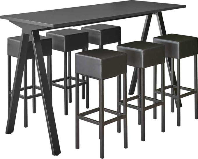 Bartafel Victory breed 140CM kleur frame Aluminium (RAL9006) kleur blad Logan eiken