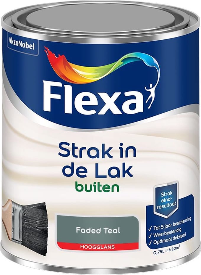 Flexa - Strak In De Lak Buitenlak Hoogglans - Faded Teal - Mengverf - 750 Ml