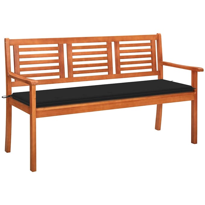 vidaXL - Tuinbank - 3-zits - met - kussen - 150 - cm - massief - eucalyptushout