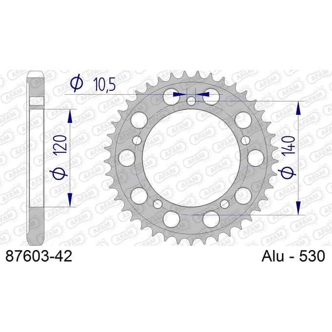 Aluminium tandwiel achter Afam 530 42 dents