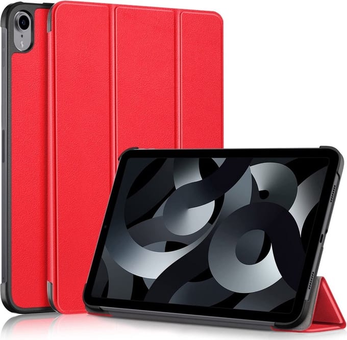 Lunso - Geschikt voor iPad 10 (2022) - Tri-Fold Bookcase hoes - Rood