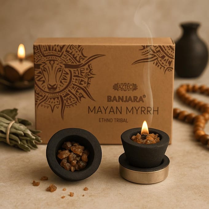 Banjara - Myrrh - Mirre - Hars Wierook - Houtskool Bekers