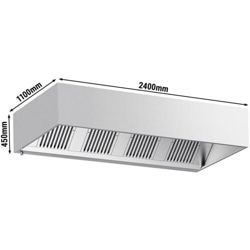 GGM Gastro Kastenhaube - 2400mm - mit Filter & Lampe Zilver
