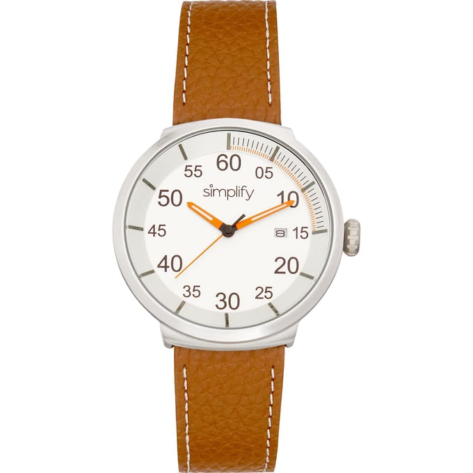 Vereenvoudig het 7100 horloge met leren bandje met datum