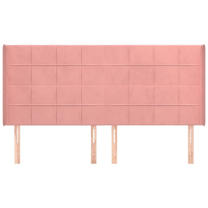 vidaXL - Hoofdbord - met - randen - 203x16x118/128 - cm - fluweel - roze