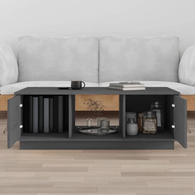 vidaXL - Salontafel - 100x50x35 - cm - massief - grenenhout - grijs