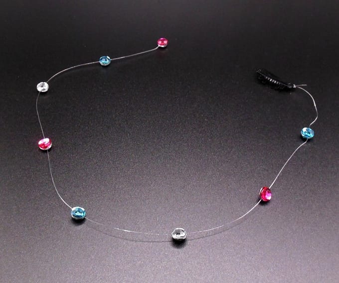 Festival/Ibiza haarclip met hanger diamanten paars-blauw-wit