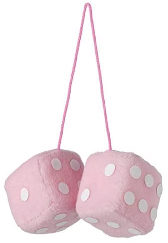 Roze Pluche Decoratieve Dobbelstenen 7x7 cm - Hangdecoratie voor Auto