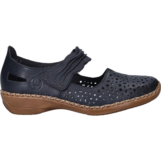 Donkerblauwe Instappers met Velcro Rieker
