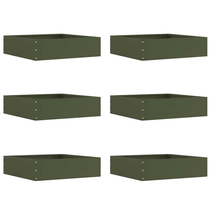 vidaXL - Gazonrand - 6 - st - 50 - x - 50 - x - 13 - cm - Staal - Olijfgroen