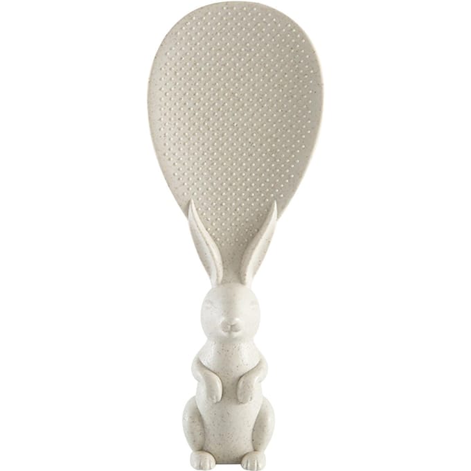Cuillère à riz antiadhésive en forme de lapin Spatule à riz de service verticale Pelle à riz Cuisine beige