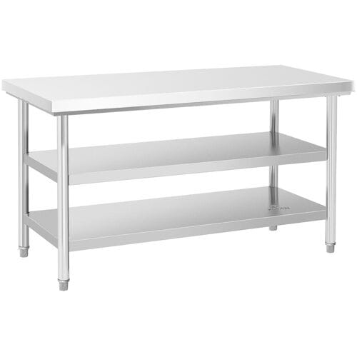 RVS werktafel - ECO - 150 x 70 cm - 500 kg - tussenplank - Royal Catering RCWT-150X70-3L-E
