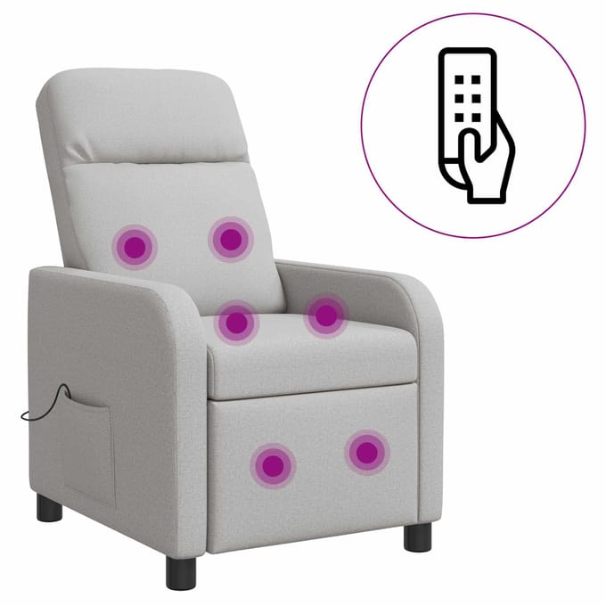 vidaXL - Massage - Relaxstoel - Wolkgrijs - Stof