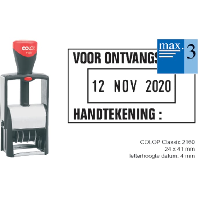 Woord-datumstempel Colop 2160 personaliseerbaar 24x41