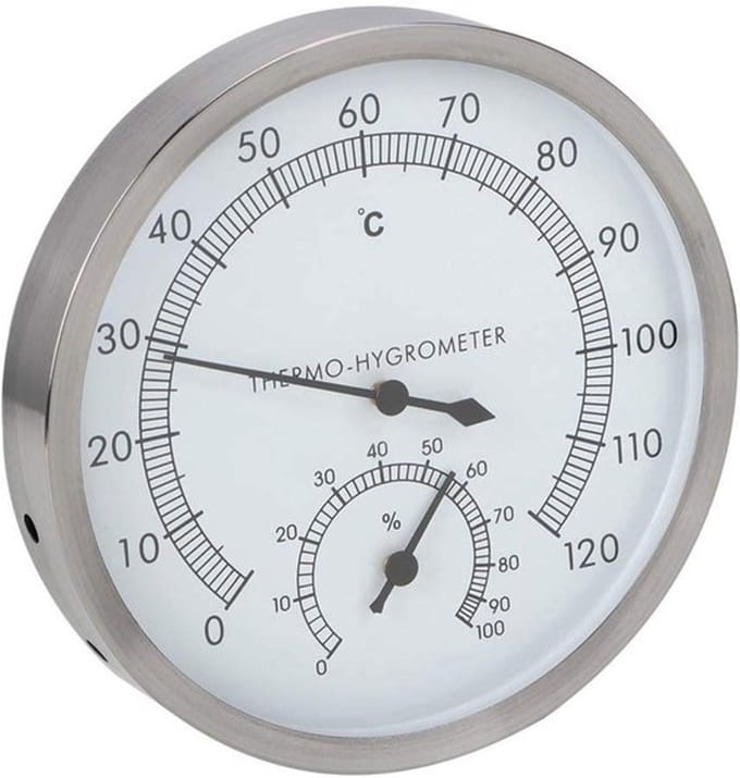 Allecto - Roestvrij stalen saunathermometer - Hygrometer - voor