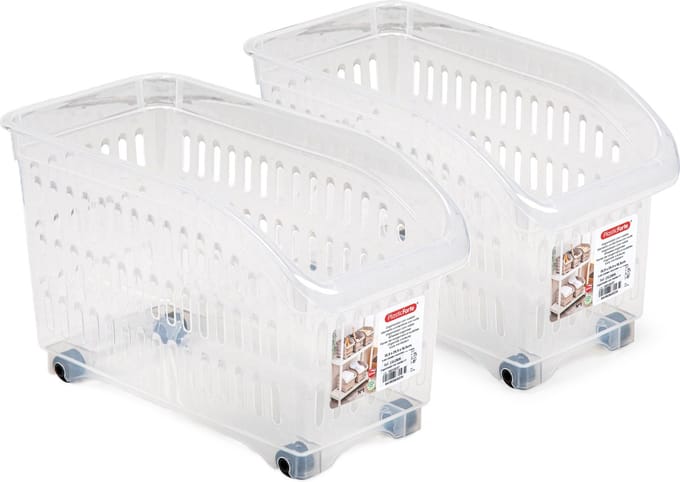 Plasticforte opberg Trolley Container - 2x - transparant - L30 x B15 x H18 cm - kunststof