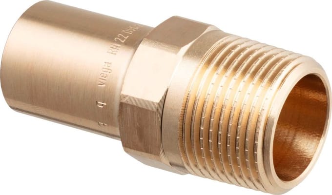 Viega Sanpress Overgangskoppeling spie x buitendraad 22x1/2 brons