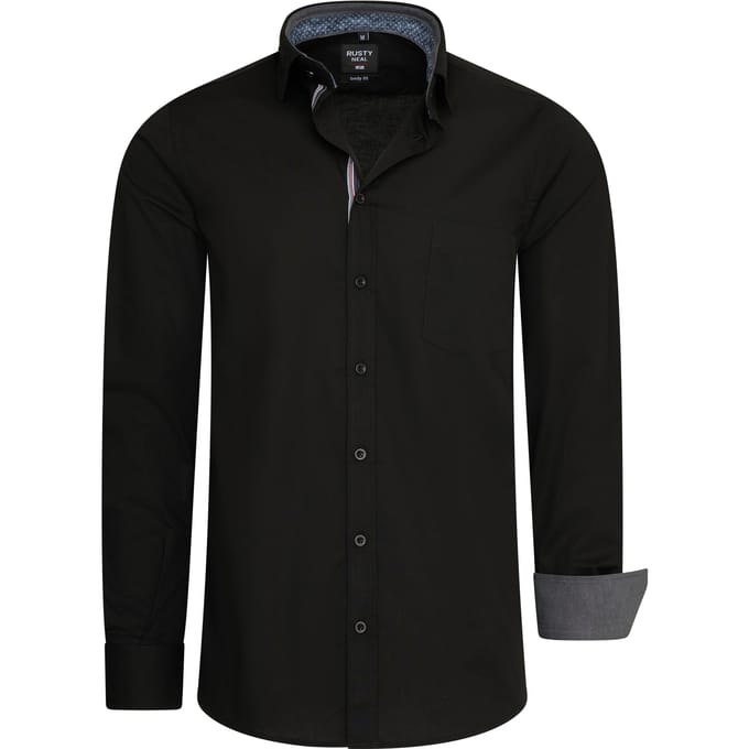 Rusty Neal Overhemden Overhemd Regular Fit Zwart