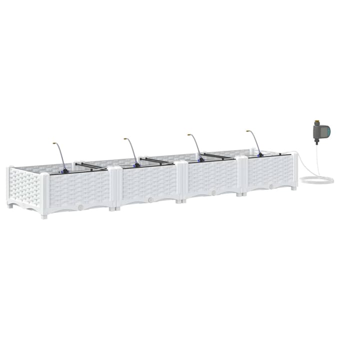 vidaXL - Plantenbak - 4 - st - Wit - 160 - x - 40 - x - 22 - cm - PP