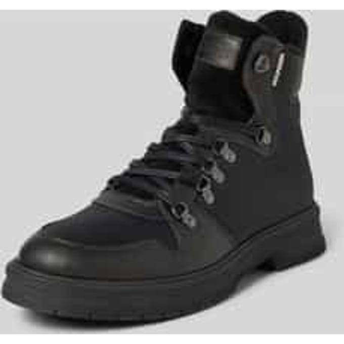 Veterboots van leer met labelpatch